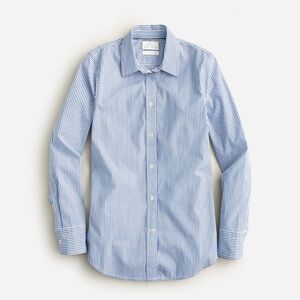 J. Crew Petite Slim Fit Stretch Cotton Poplin Stripe Button Down Shirt Blue 8P